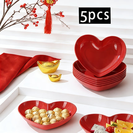 UNICORN 5pcs and 3 pcs Party Red Romantic Heart Plates, Mini Plastic