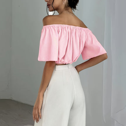 UNICORN Off-the-Shoulder Solid Color Short Blouse  Daily Wear, Parties, All-Season xs s m l