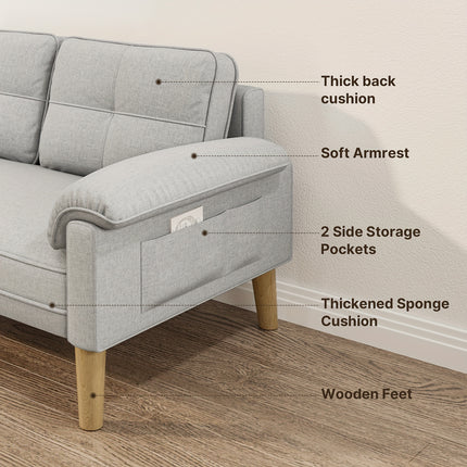 UNICORN Couch with Armrest And Side Pocket144 X 77 X 77 Cm Dark Grey/Light Grey
