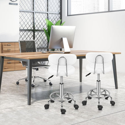 UNICORN Office Stool Rolling, 360° Swivel, Height Adjustable, PVC Material Black White