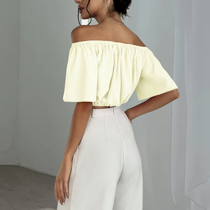 UNICORN Off-the-Shoulder Solid Color Short Blouse  Daily Wear, Parties, All-Season xs s m l
