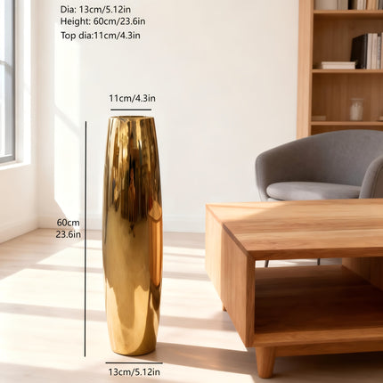 UNICORN Luxurious 60Cm Tall Ceramic Floor Vase in Electroplated silvery And Golden