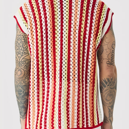 UNICORN Openwork Crochet Vest Pink Red Blue Green s m l xl xxl