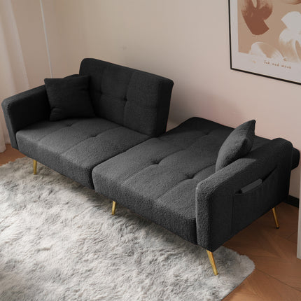 UNICORN Modern minimalist sofa bed size: 175*64*72 cm angle adjustable gold bed legs sofa with cushions side storage pockets