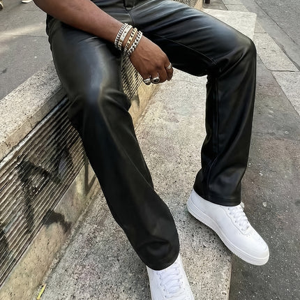 UNICORN Glossy PU Leather Pants, New Solid Color Slim-Fit Long Trousers s m l xl xxl