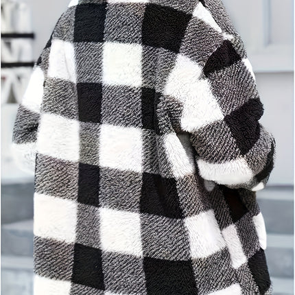 UNICORN Women'S Cozy Fleece Jacket Soft Plaid Coat with Button Front Closure s m l xl xxl