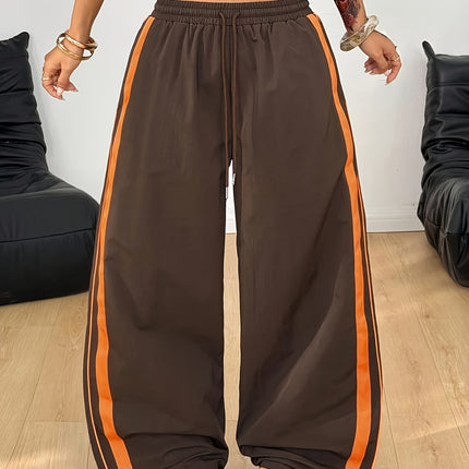 UNICORN Women's Wide-Leg Pants, Hip-Hop Side Stripe Webbing Joggers xs s m l xl
