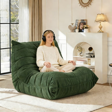 UNICORN Sofa Chair Made of Chenille Fabric Large Bean Bag for Adults Gray Green