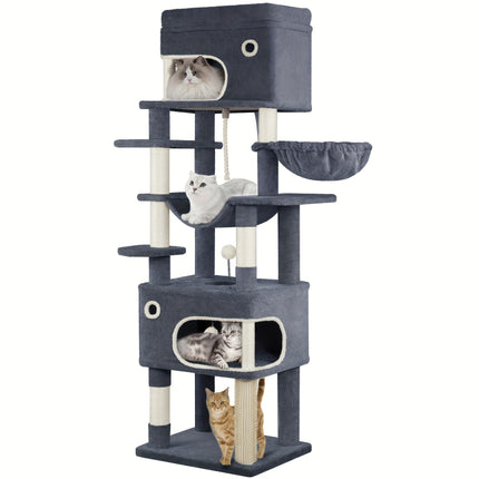 UNICORN 178cm Cat Tree for Indoor Cats, Multi-layer Scratching Post Light Grey/Dark Grey