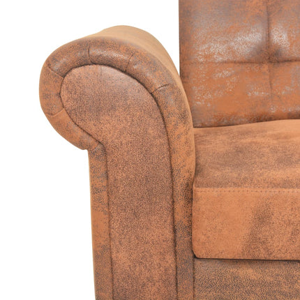 UNICORN Sleeper Sofa with Armrests Adjustable Faux Suede Brown Sofa Bed