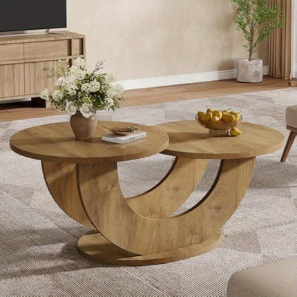 UNICORN Round Living Room Coffee Table Cocktail Table for Home, Apartment, Natural