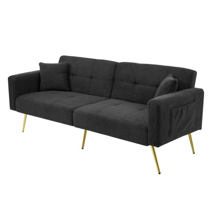 UNICORN Modern minimalist sofa bed size: 175*64*72 cm angle adjustable gold bed legs sofa with cushions side storage pockets
