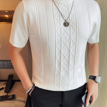 UNICORN Men's New Solid Color Rhombus Fashion Semi-High Neck Knit Sweater s m l xl