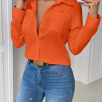 UNICORN Orange Collared Shirt Features Double Pockets s m l xl xxl