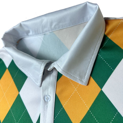 UNICORN Color Blocking Plaid Golf Shirt for Summer Breathable, Collar s m l xl xxl