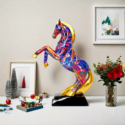 UNICORN Collectible Figurines Elegant Dynamic Jumping Horse Statue multicolored