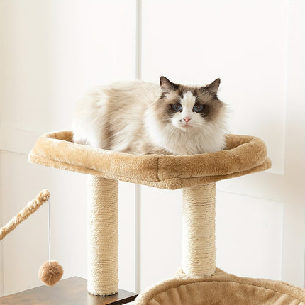 UNICORN Indoor Cat Condo Featuring a Tree with Toys Brown Gray White