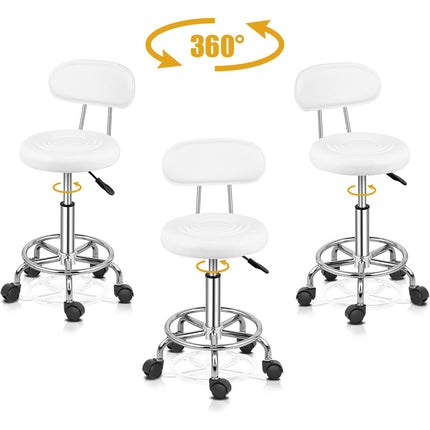UNICORN Office Stool Rolling, 360° Swivel, Height Adjustable, PVC Material Black White