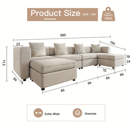UNICORN Modern Modular Sectional Sofa Living Room Furniture Beige