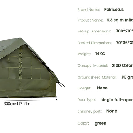 UNICORN Inflatable Tent with a Sunroof, Quick Setup Inflatable Tent with Pump Khaki Green