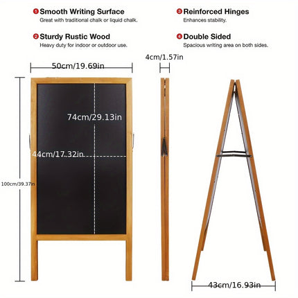 UNICORN Foldable Double Sided Magnet Chalkboard Solid Wood Frame Gray White Brown
