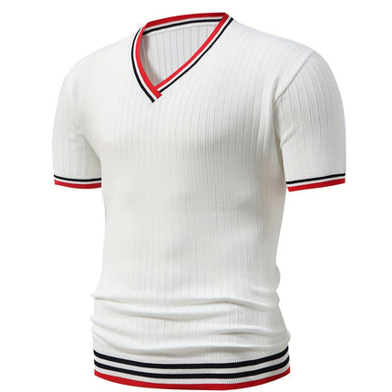 UNICORN White Men Fashion Short-Sleeve Knit Shirt with Color-Blocked s m l xl xxl