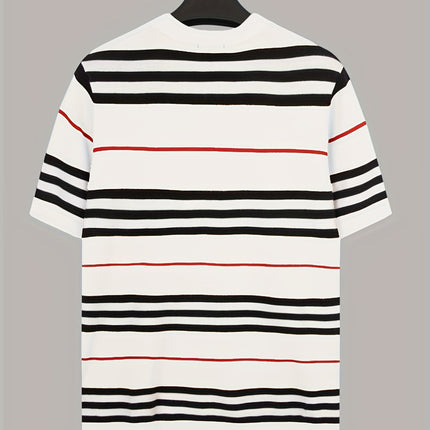 UNICORN Striped Round Neck Short Sleeve Knit Top for Trendy Spring s m l xl