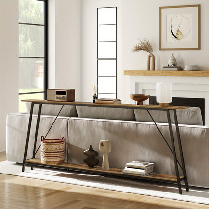 UNICORN Modern Extra-Long Console Table Brown & Black (200cm Length)