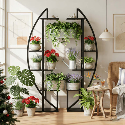 UNICORN Multi-Purpose Curved Display Shelf Bonsai Flower Plant Matt Black