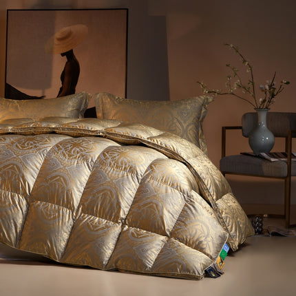 UNICORN 1pc 120S High-Density Anti-Feather Jacquard Quilt Golden Pink Bronze Red