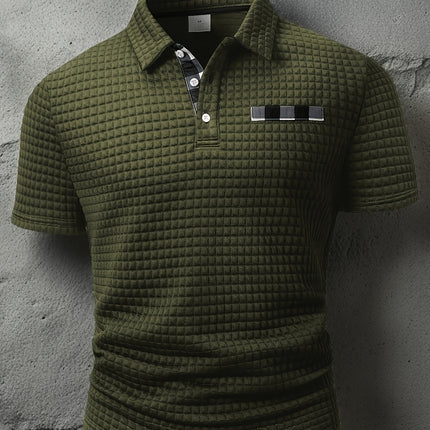 UNICORN Men'S Polo Shirt Square Solid Pattern Short Sleeve Polo Collar s m l xl xxl