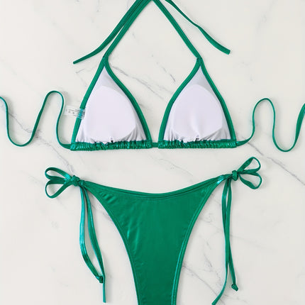 UNICORN Solid Color Swimsuit with Golden Foil High-Gloss Bikini Set xs s m l xl xxl
