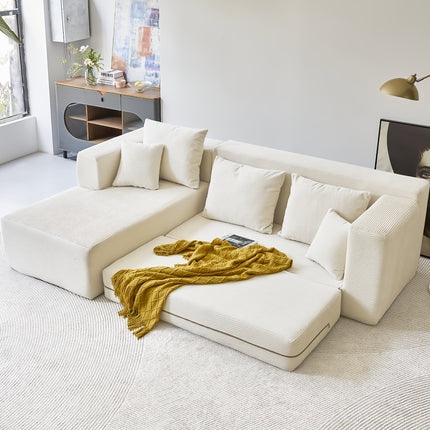 UNICORN L-Shaped Convertible Floor Sofa Bed Black Gray Green Orange Off White