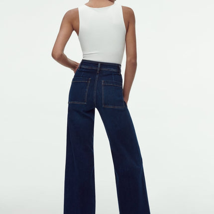 UNICORN Women's long jeans wide-leg high waist pink dark blue beige black white light blue blue xxs xs s m l xl xxl xxxl
