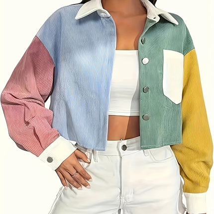 UNICORN Color-block Flannel Jacket Elegant Collar Women's Casual Blazer xs s m l xl