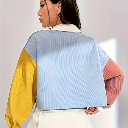 UNICORN Color-block Flannel Jacket Elegant Collar Women's Casual Blazer xs s m l xl