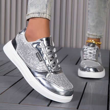 UNICORN Ladies Glittery Road Running Shoes Golden and Silvery Sparkling