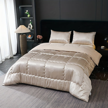 UNICORN 1pc of Duvet European Style Satin High-Precision Jacquard Fabric Light Gold