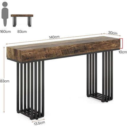 UNICORN 55-Inch Industrial Console Table with Sturdy Metal Frame Brown Black