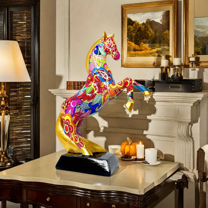 UNICORN Collectible Figurines Elegant Dynamic Jumping Horse Statue multicolored