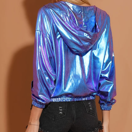 UNICORN Women's Coated Shiny Bomber Jacket, Long Sleeve, Zipper, s m l xl xxl