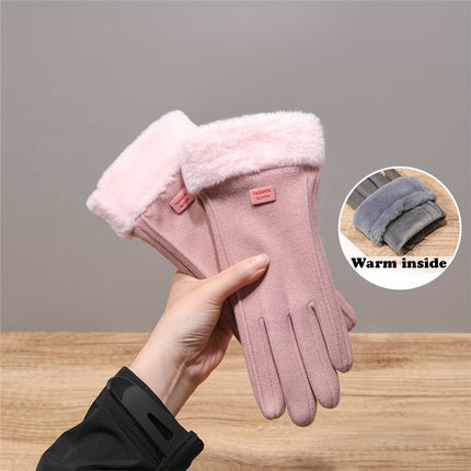 UNICORN Women's Glove Cover, Winter Warm Outdoor Gloves Black beige