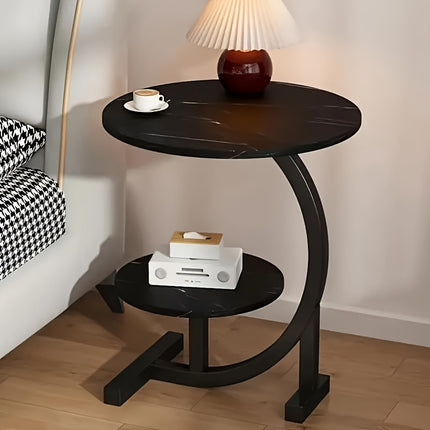 UNICORN Double-Layer Coffee Table, Sofa Side Coffee Table White Black Brown
