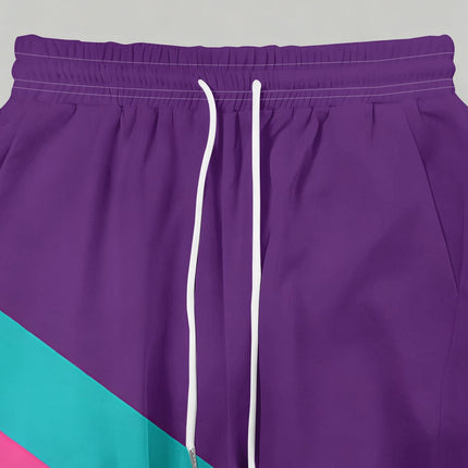 UNICORN Women'S Purple And Cyan Color Block Geometric Print Halter Crop Top s m l xl xxl