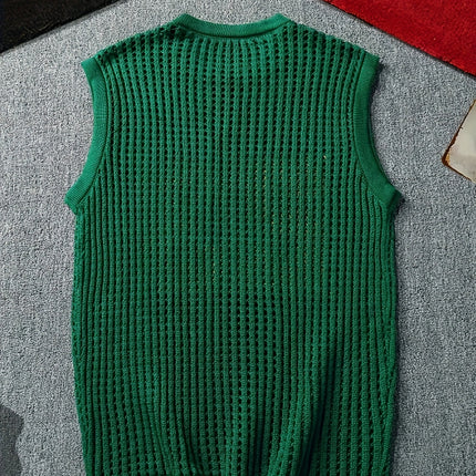 UNICORN Men'S Summer Hollowed-Out Knitted Vest with a Number Pattern s m l xl xxl