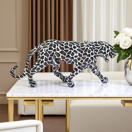 UNICORN Nordic Creative Resin Leopard Figurine Home Living Room Black White