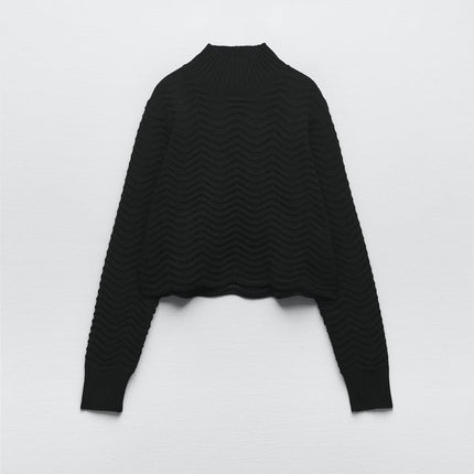 UNICORN women's sweater with stand-up collar sweater hoodie ecru black striped s m l
