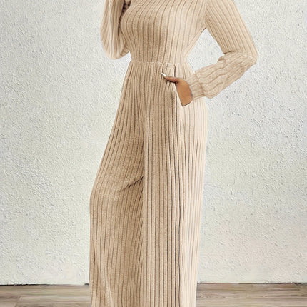 UNICORN High Neck Long Sleeve Versatile Womens Jumpsuit Solid Color s m l xl