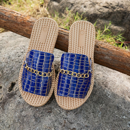 UNICORN Women'S Stylish Casual Slip-On Sandals with Chunky Soles Chain Shoes