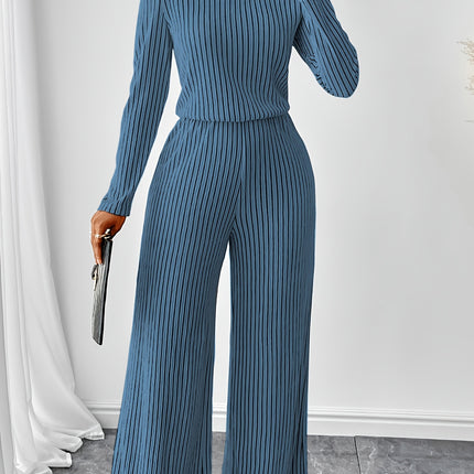 UNICORN Womens Elegant Long Sleeve Wide Leg Body Suit with Clavicle Collar s m l xl